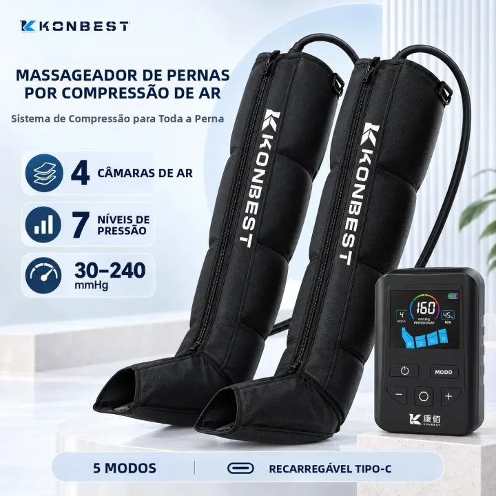 Massageador de pernas com 7 níveis de compressão